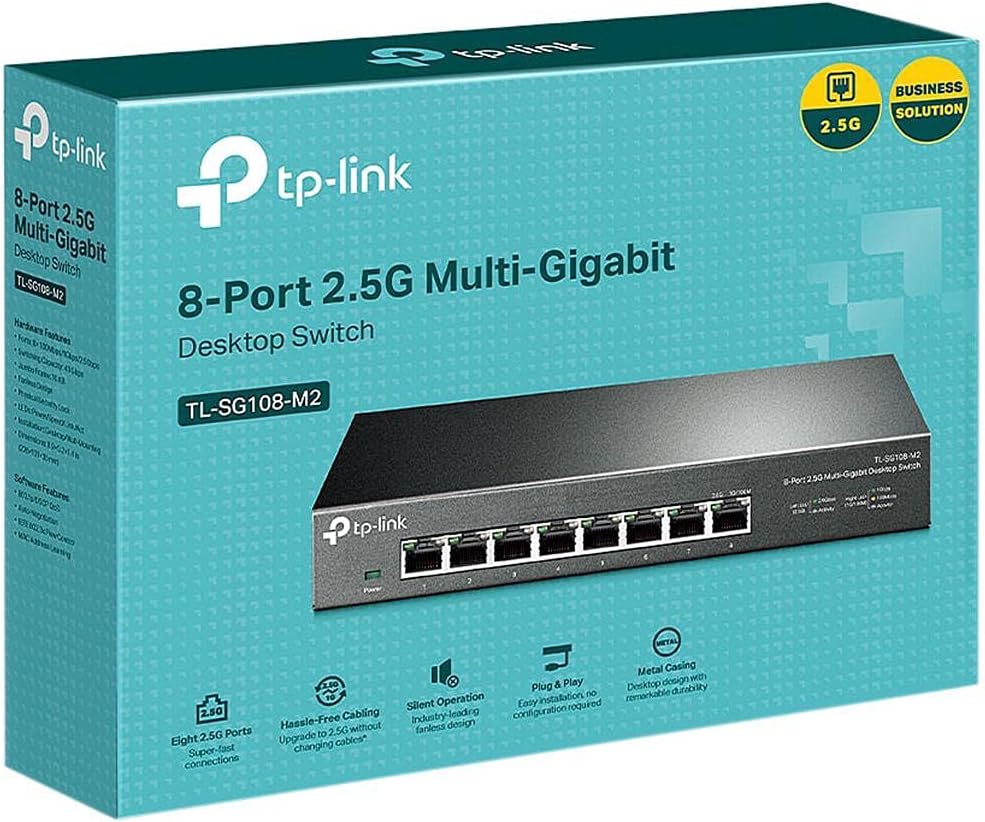 TP-Link TL-SG108-M2 | 8 Port Multi-Gigabit Unmanaged Network Switch, Ethernet Splitter | 2.5G Bandwidth | Plug & Play | Desktop/Wall-Mount | Fanless Metal Design