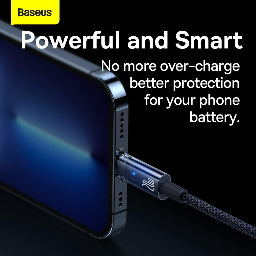 Baseus Explorer Auto Power-Off USB-C to Lightning Cable 20W — 1m — Blue