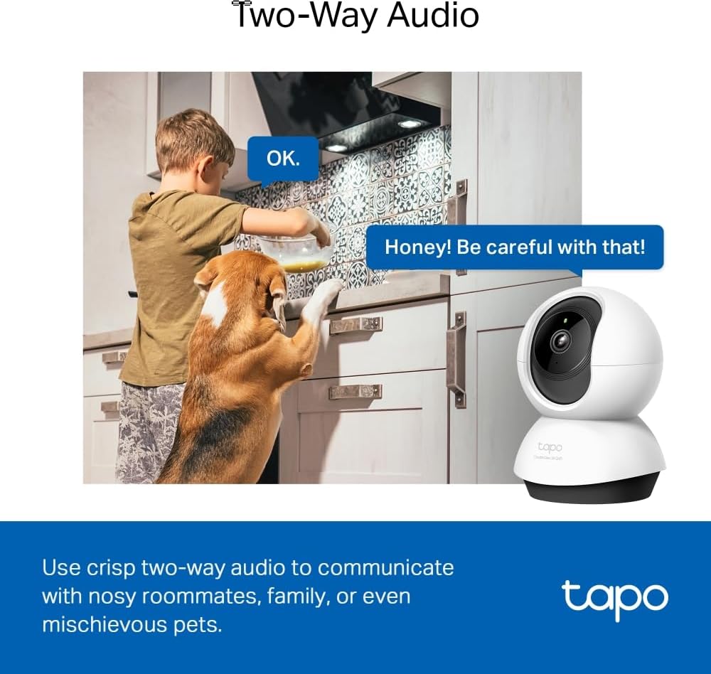 TP-Link Tapo Pan/Tilt 2K 4MP, 360°Rotational View Wi-Fi Surveillance Camera|Smart AI, Pet, Human & Vehicle Detection|2-Way Audio| Compatible with Alexa and Google Assistant (Tapo C220)