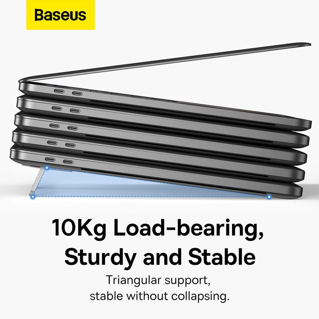 Baseus Metal Foldable Laptop Stand Base Desktop Portable Notebook Holder Cooling Bracket — Silver