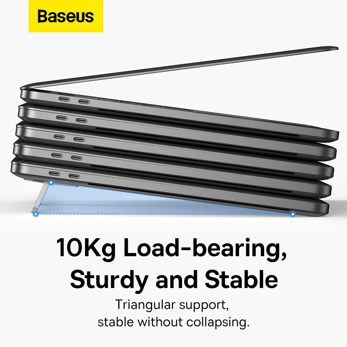 Baseus Metal Foldable Laptop Stand Base Desktop Portable Notebook Holder Cooling Bracket — Silver