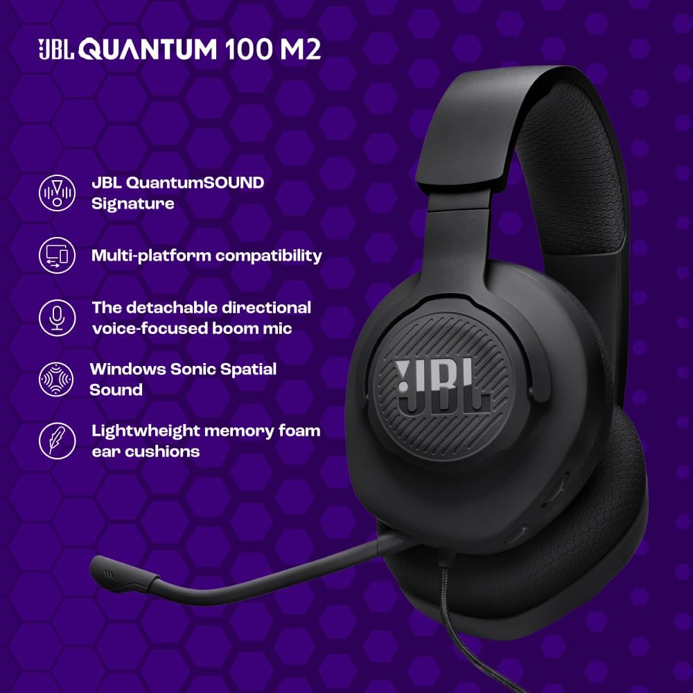 JBL Quantum 100M2 Wired Gaming Headset — Black