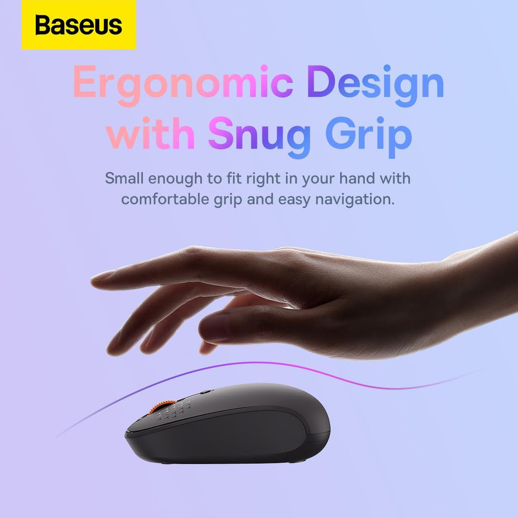 Baseus Mouse Tri-Mode Wireless Bluetooth for Laptop and Desktop PC A Simple Wireless Bluetooth Mouse — Modern — Grey