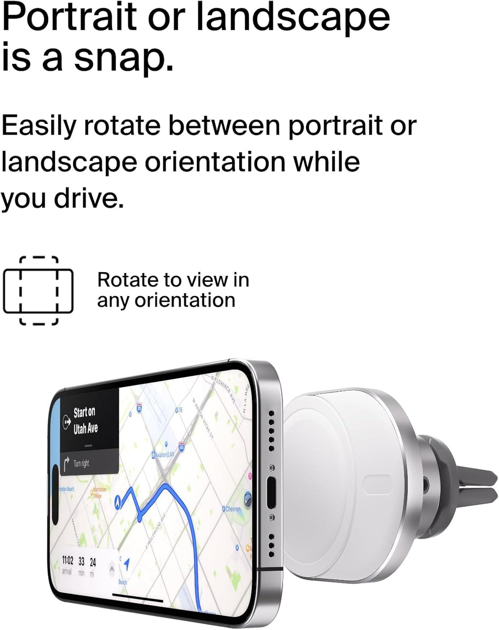 Belkin BoostCharge™ Pro ​Wireless Car Charger with MagSafe 15W Extra Strong Magnetic Vent Mount for iPhone 12, 13, 14