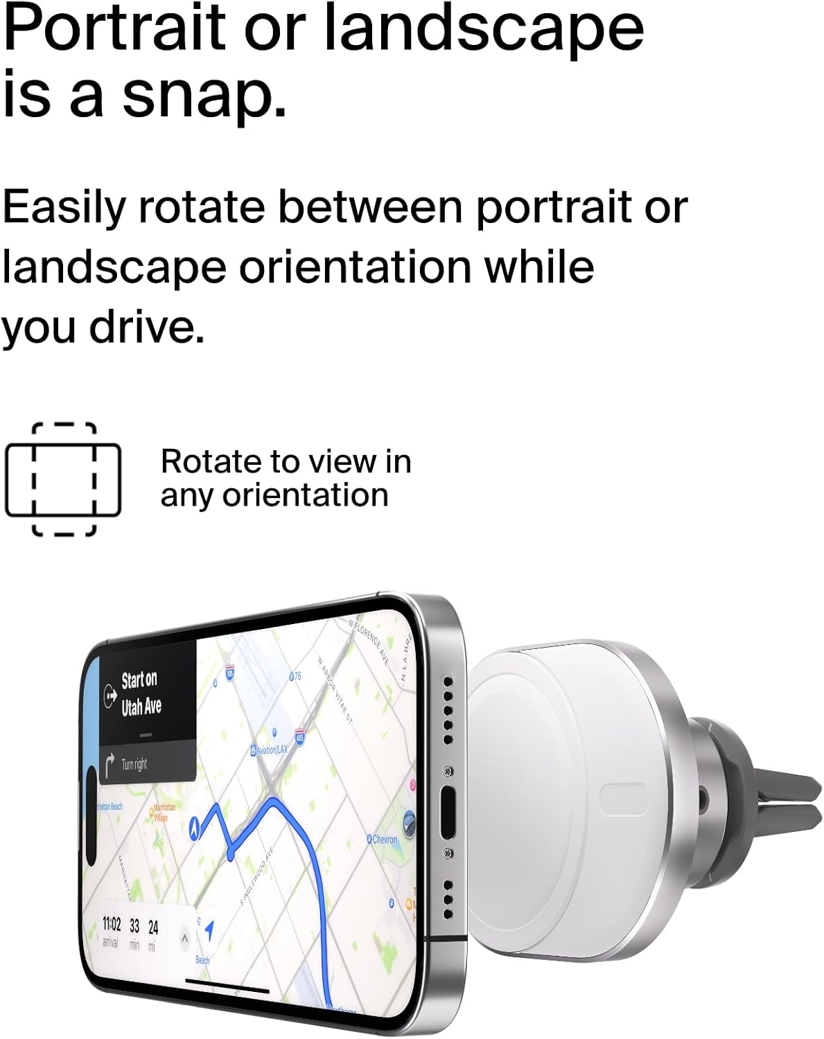 Belkin BoostCharge™ Pro ​Wireless Car Charger with MagSafe 15W Extra Strong Magnetic Vent Mount for iPhone 12, 13, 14