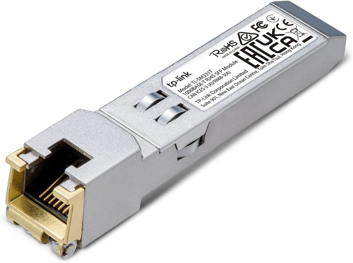 TP-Link TL-SM331T | 1000Base-T RJ45 SFP Module | 1.25G Copper SFP Transceiver | SFP to Ethernet | Plug and Play | Hot Pluggable | Up to 100m distance | | Durable Metal Casing | Versatile Compatibility