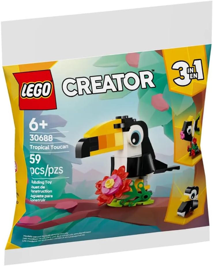 LEGO Creator 3-in-1 Tropical Toucan, 59 Pieces, Ages 6+, Building Paper Bag Set 30688 — image 4