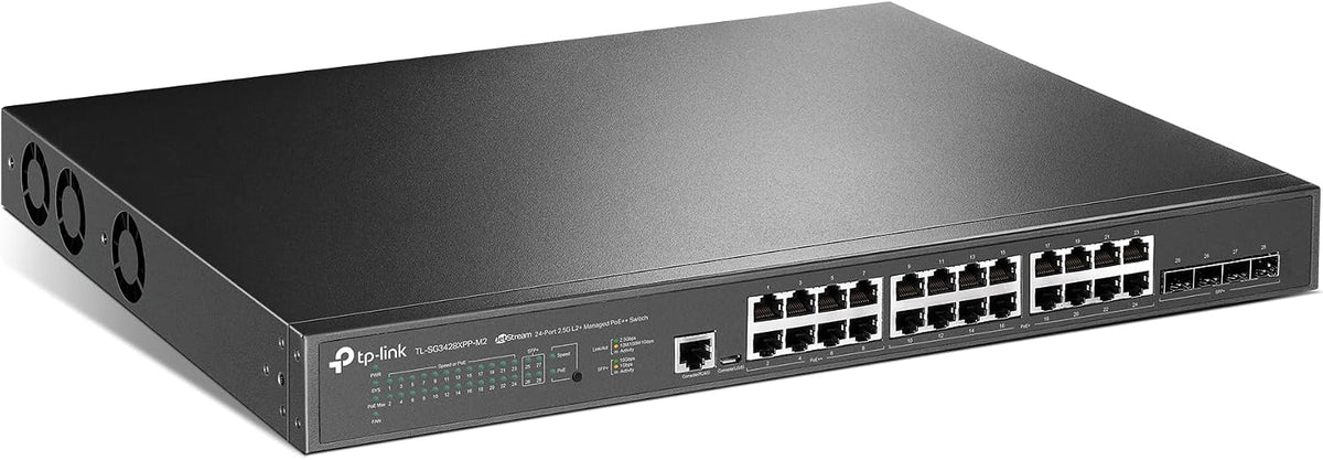 Tp-Link Omada Sg3428Xpp-M2 | 24 Port 2.5 Gb Poe Switch, 4 X 10 Ge Sfp+ 16 Poe+ And 8 Poe++ Ports@500W L2+ Smart Managed Sdn Integrated Ipv6 Vlan, Acl, Qos, Igmp Snooping
