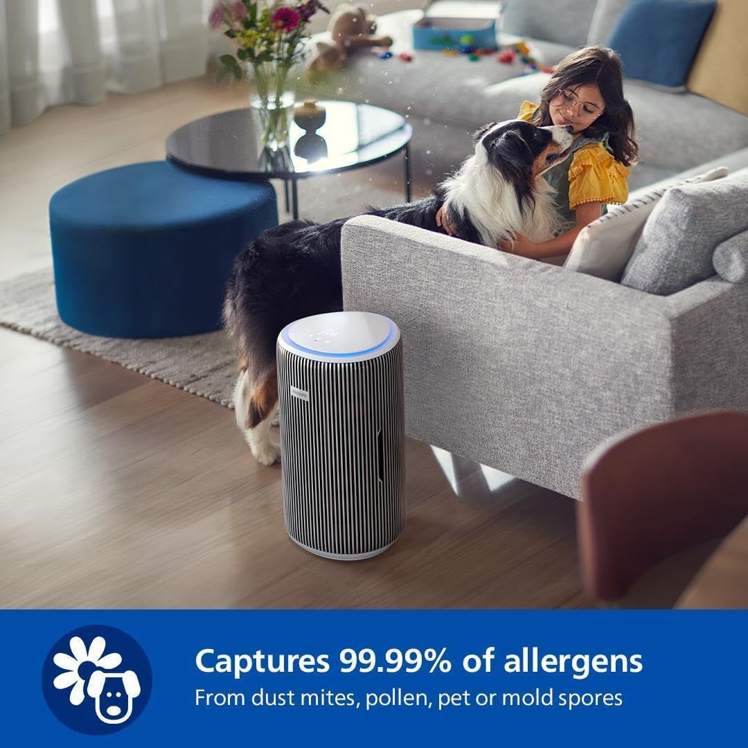 Philips Air Purifier, For Rooms Up To 135m², 520m³/h CADR, Sleep Mode — Silver, Arctic White