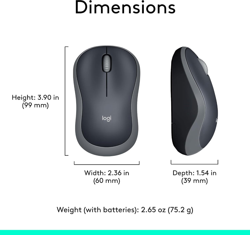 Logitech M185 Wireless Mouse — Black