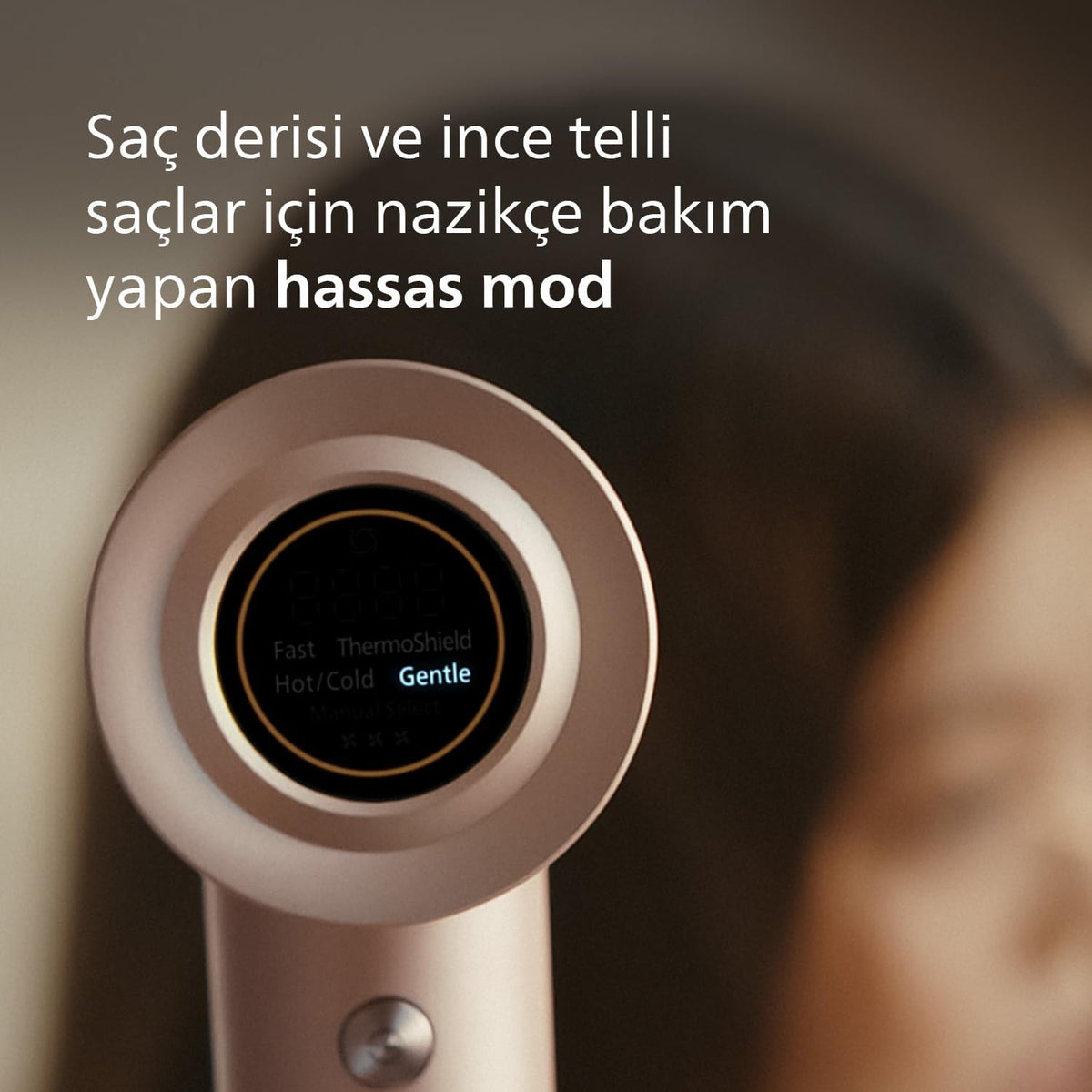 Philips Hair Dryer 8000 Series High Speed, ThermoShield Advanced, Ionic, Styling Piece & Diffuser, Scalp Care, 1400W, Pink Champagne, Model BHD837/10 — Rose Champagne