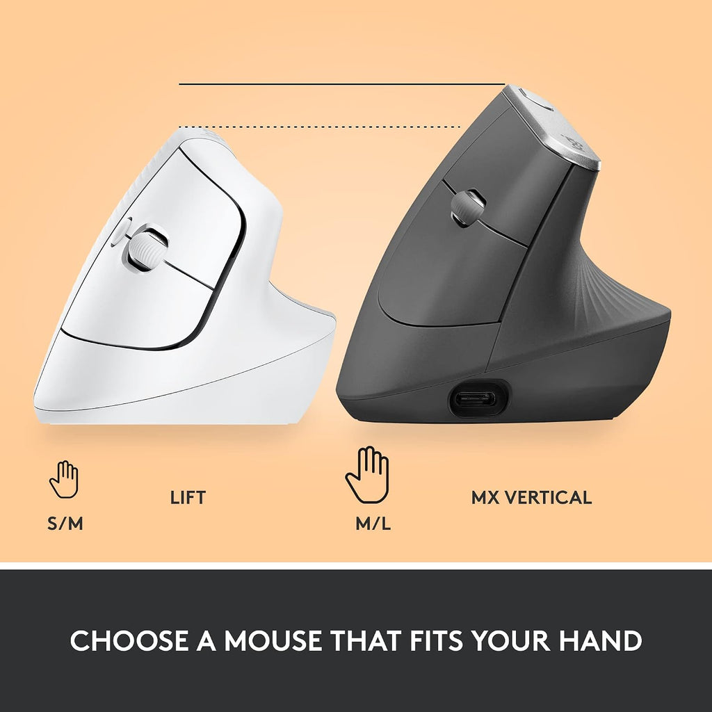 Logitech Lift Vertical Wireless Mouse — Off White