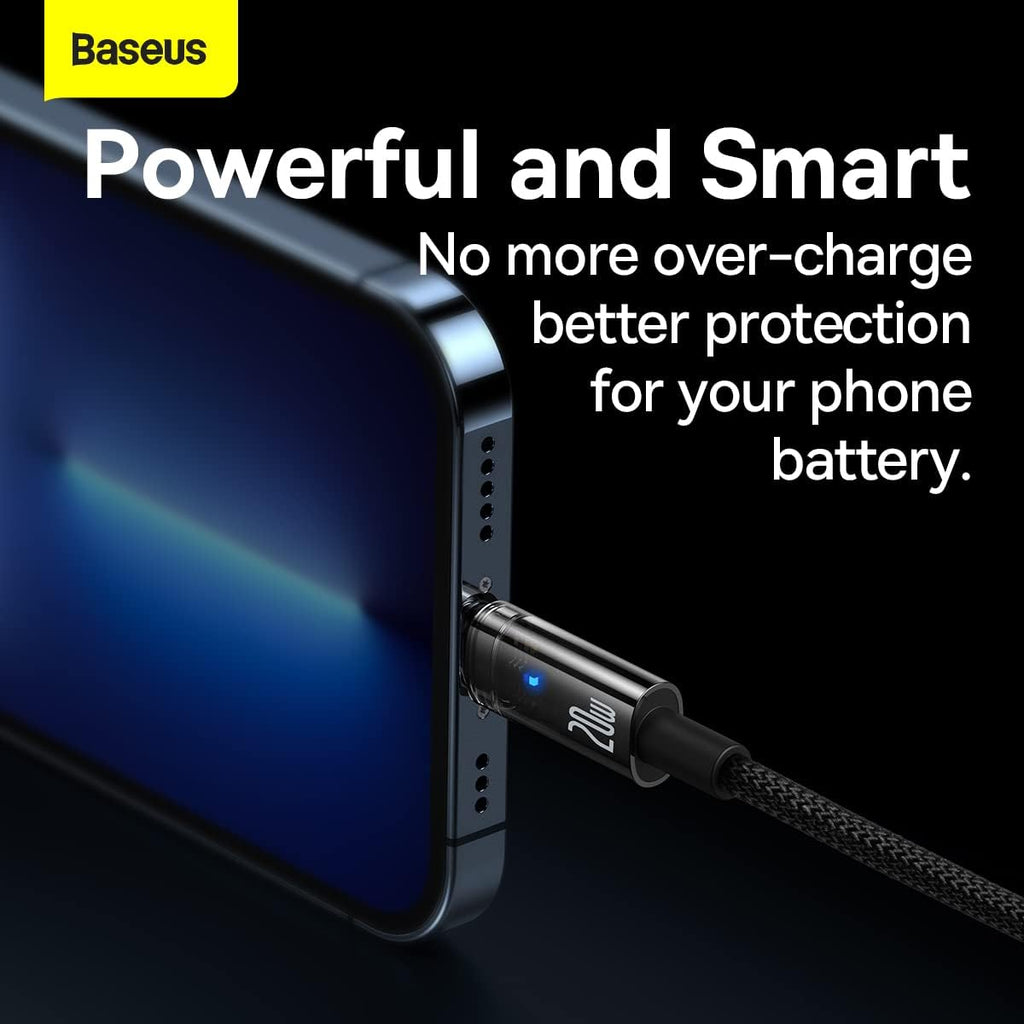 Baseus Explorer Auto Power-Off USB-C to Lightning Cable 20W — 1m — Black
