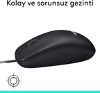 Logitech M100 Wired Mouse — Black