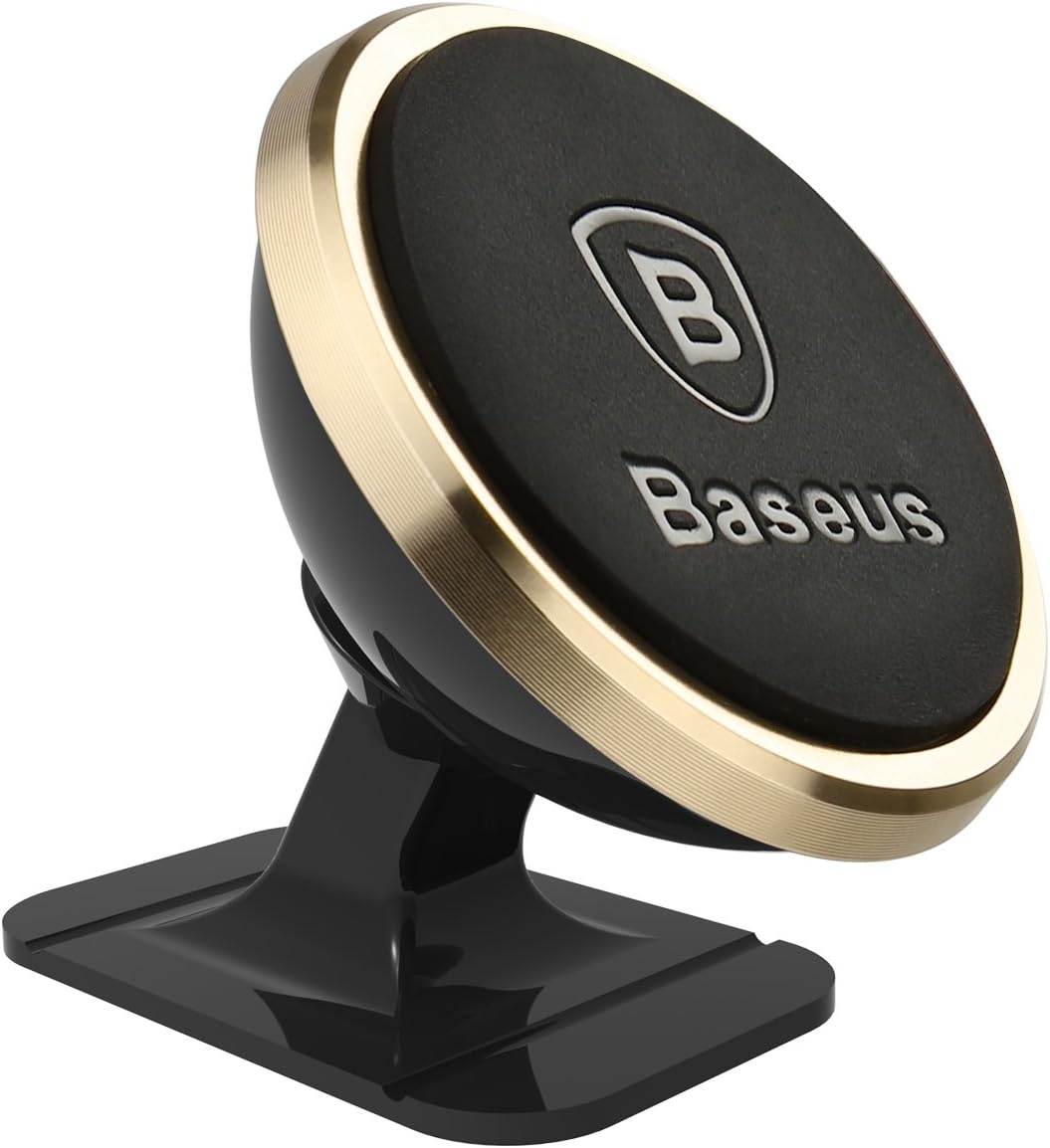 Baseus Magnetic Car Phone Holder 360 Degree Mobile Mount Suction Bracket — 360°Rotation- Small — Gold