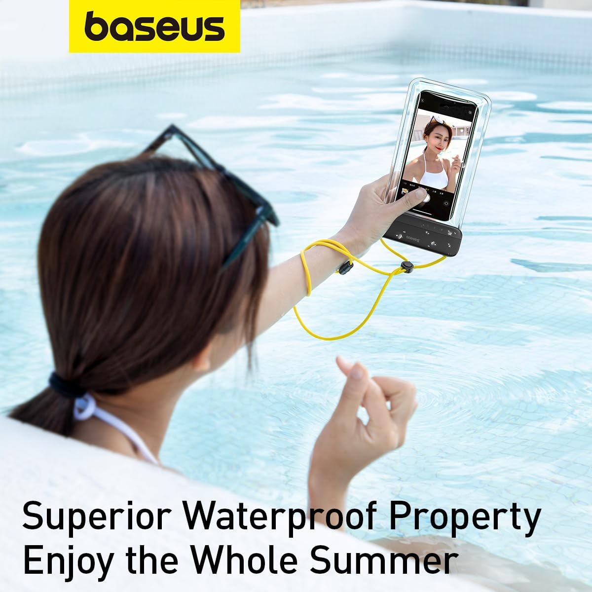 BASEUS Waterproof Phone Case, IPX8 Certified 30M Waterproof Phone Pouch Waterproof Cell Phone Case Fit for Big Phones up to 7.2'' — Black