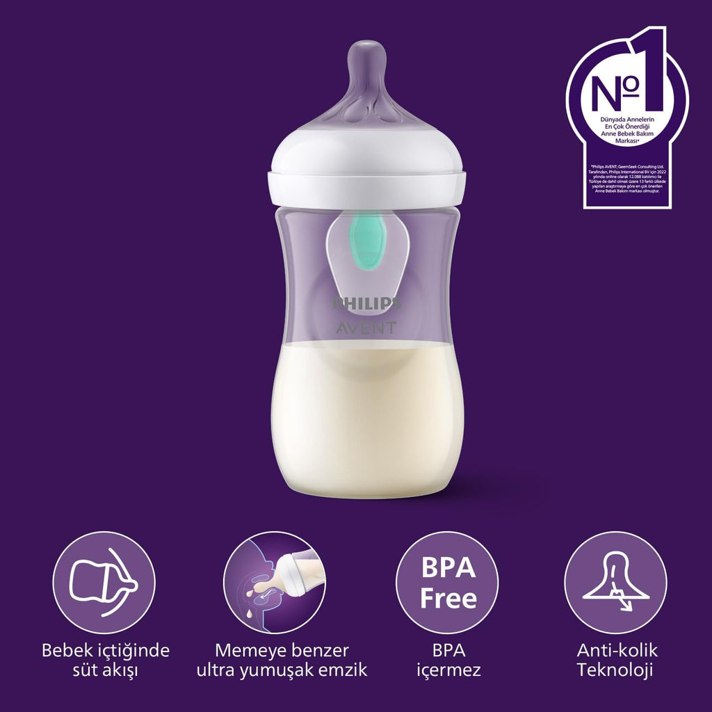 Philips Avent NATURAL 3.0 FEEDING BOTTLE 260ML X1 with vent — Transparent