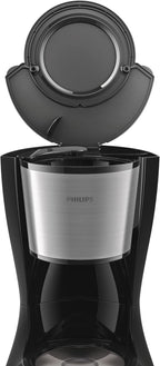 Philips Drip Coffee Maker - 1.2L, Up to 15 Cups, Glass Jug, Auto Off Function, Silver/Black - HD7462/20 — Black