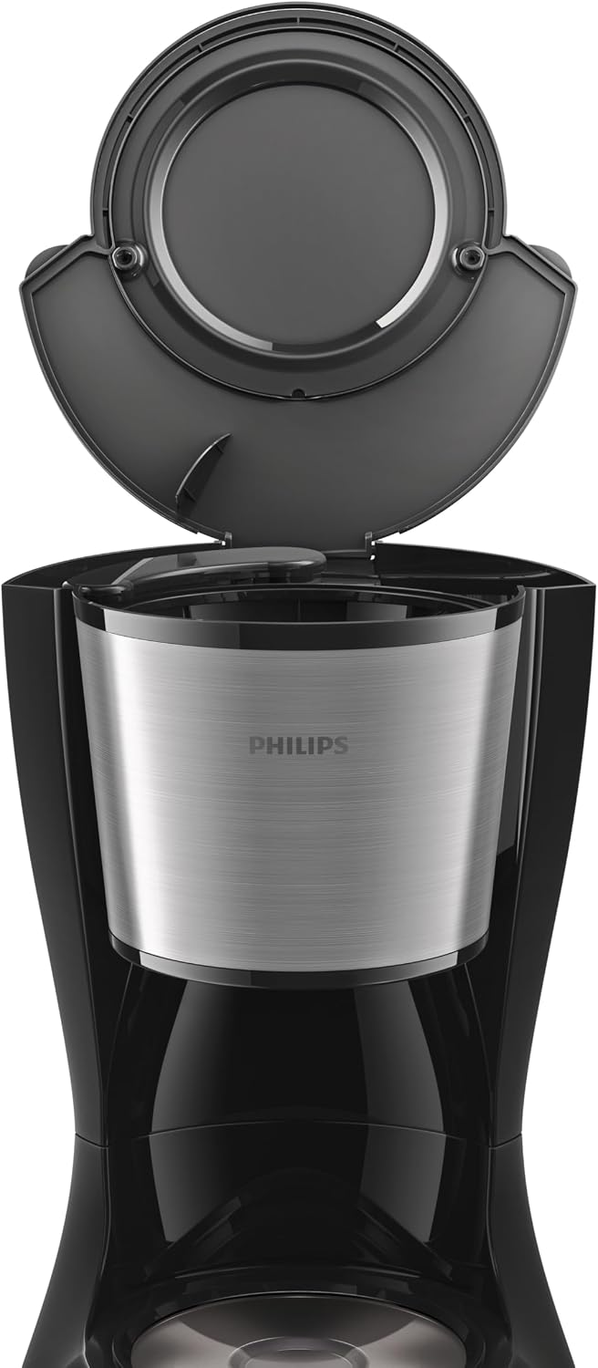 Philips Drip Coffee Maker - 1.2L, Up to 15 Cups, Glass Jug, Auto Off Function, Silver/Black - HD7462/20 — Black