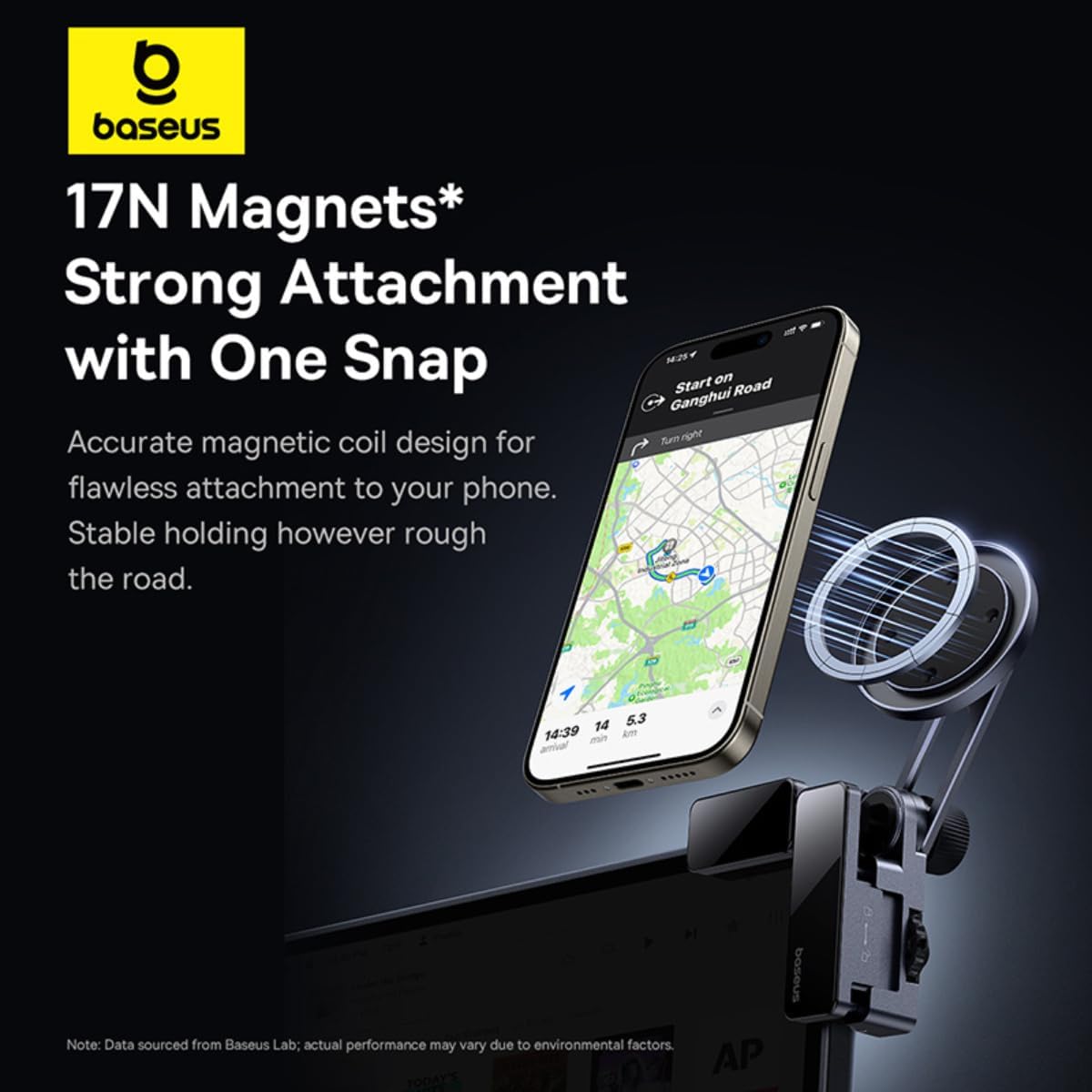 Baseus MaxView Magnetic Car Mount for Infotainment Screen, 270° Adjustable Arm, 360° Ball Joint, Glue-Free Clamp for 7.5-14mm Screens (Tesla, EV) - Space Grey — 180°-Foldable-MaxView — Space Grey
