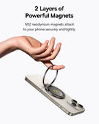 Baseus MagPro II Magnetic Phone Ring Holder with Popsocket – MagSafe Stand & Grip for Wireless Charging, 360° Adjustable Kickstand — Black