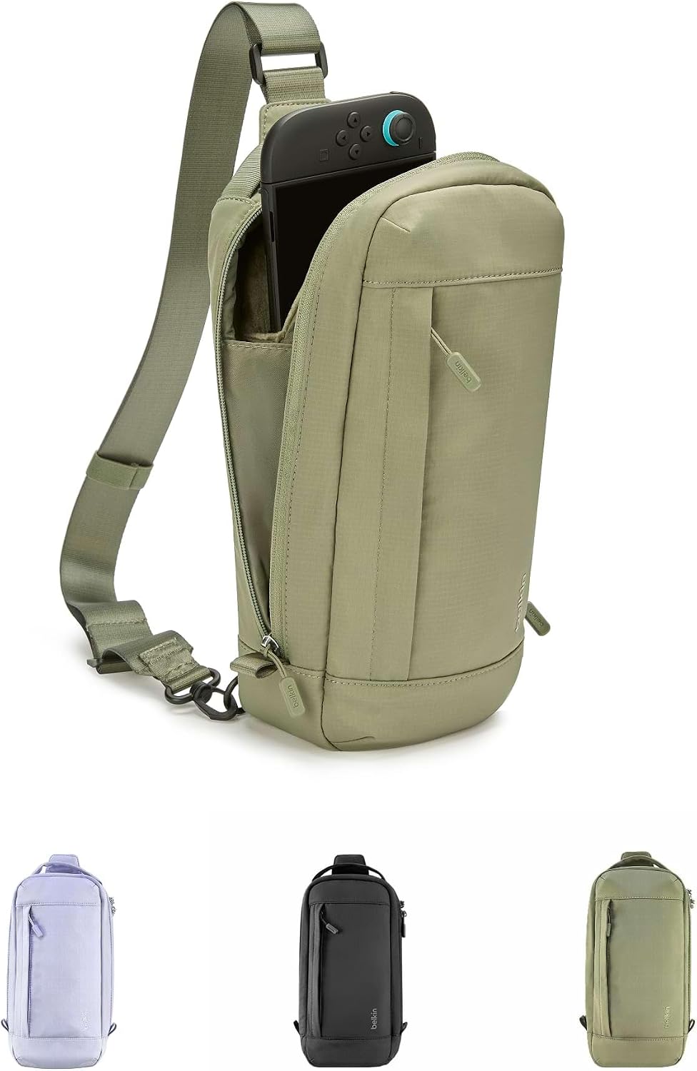 Belkin Nintendo Switch 2 Carrying Case, Sling Crossbody Travel Bag, Fits Up to 2 Pro Controllers with 10 Game Cartridge Slots, Soft Interior & Lightweight Protective Gaming Pouch, Switch 2 Accessories