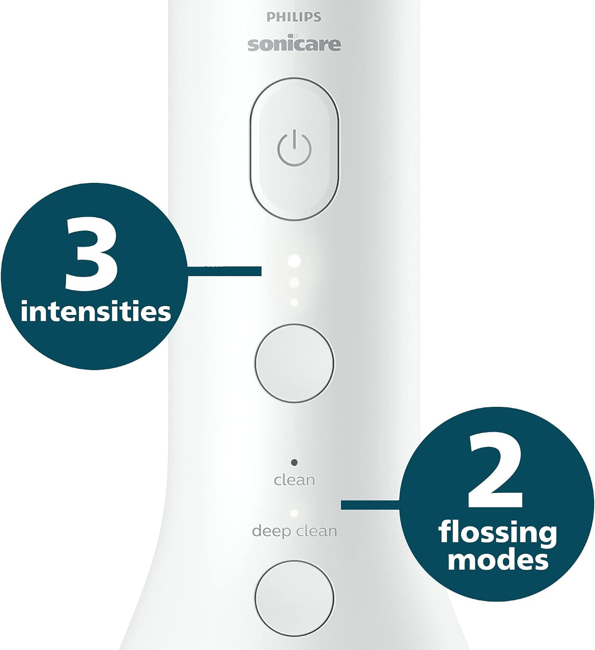 Philips SONICARE Philips Cordless Power Flosser 3000 + 2 Additional Nozzles (4 Total) White, HX3827/21 — New White + 4 Nozzles