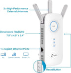 TP-Link AC1900 WiFi Extender (RE550), Covers Up to 2800 Sq.ft and 35 Devices, 1900Mbps Dual Band Wireless Repeater, Internet Booster, Gigabit Ethernet Port