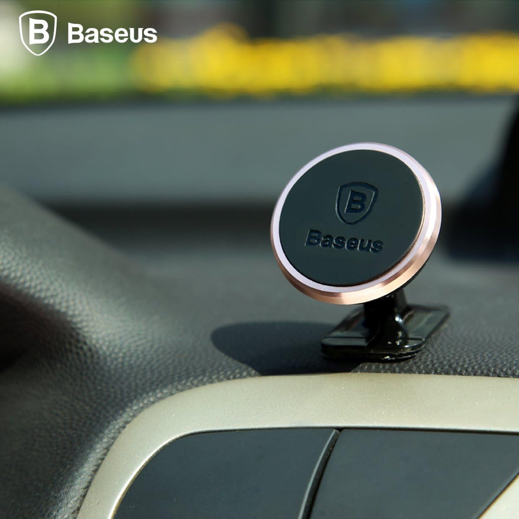 Baseus 360° Adjustable Magnetic Car Phone Holder | Universal Stick-On Dashboard Mount & Mini Mobile Stand | Aluminum Alloy Magnetic Magnet — 360°Rotation- Small — Silver
