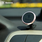 Baseus 360° Adjustable Magnetic Car Phone Holder | Universal Stick-On Dashboard Mount & Mini Mobile Stand | Aluminum Alloy Magnetic Magnet — 360°Rotation- Small — Silver