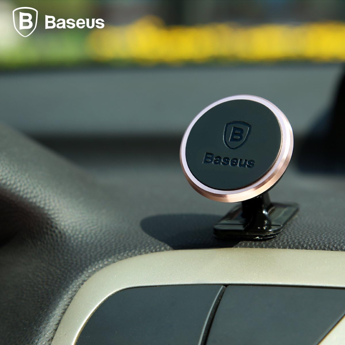 Baseus 360° Adjustable Magnetic Car Phone Holder | Universal Stick-On Dashboard Mount & Mini Mobile Stand | Aluminum Alloy Magnetic Magnet — 360°Rotation- Small — Silver