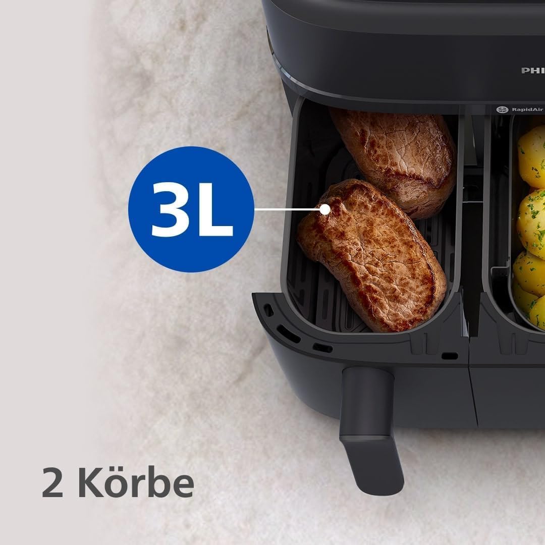 Philips 5000 Series Dual Basket Airfryer — Blackbody/Black Handle