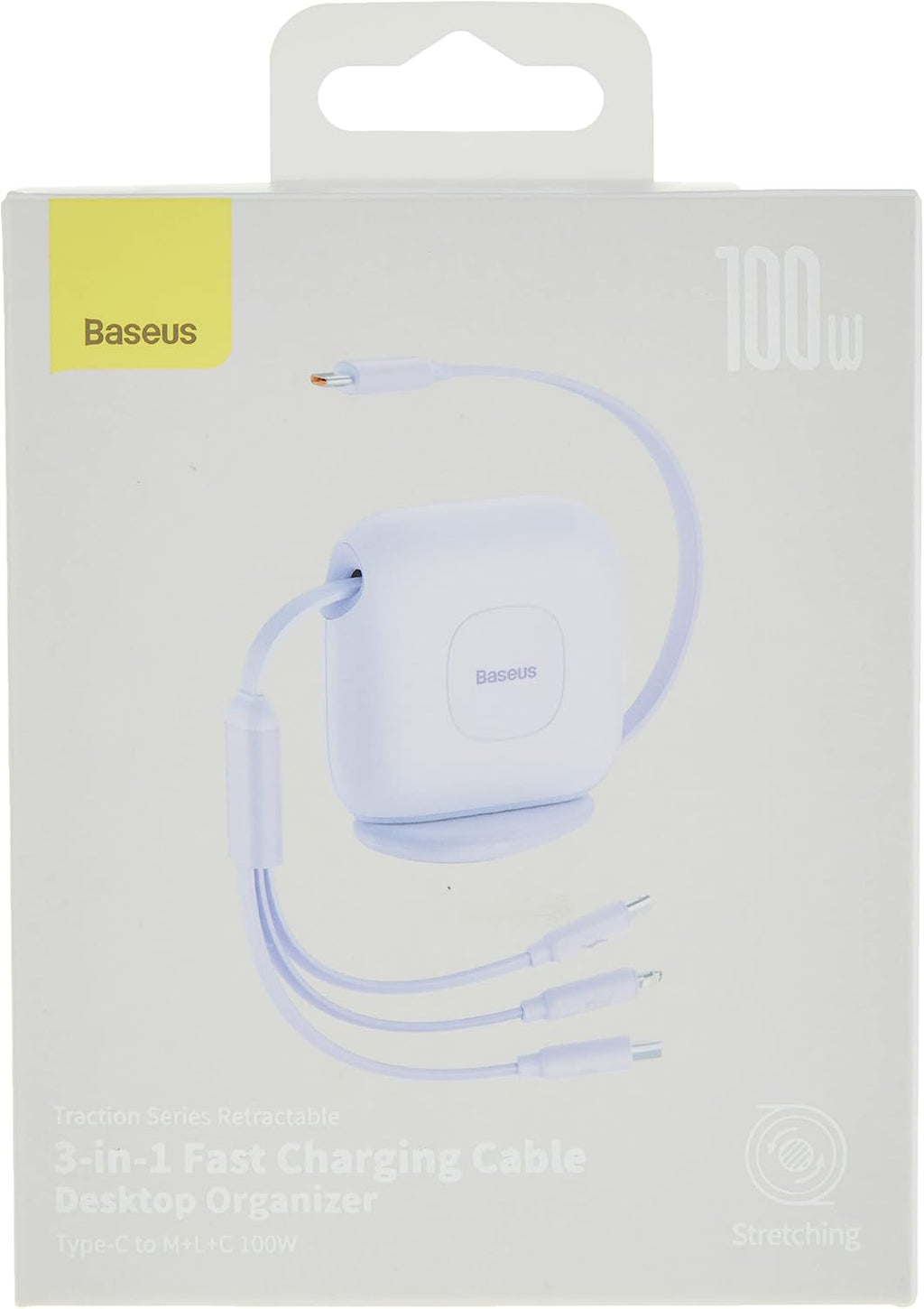 Baseus 100W 3-In-1 Type C to Lightning, USB C and Micro Charging Cable, 1.7 Meter Length, Purple — 1.7m — Purple