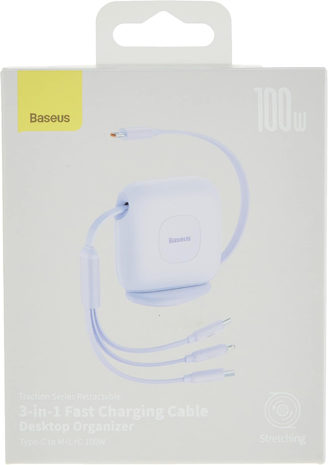 Baseus 100W 3-In-1 Type C to Lightning, USB C and Micro Charging Cable, 1.7 Meter Length, Purple — 1.7m — Purple