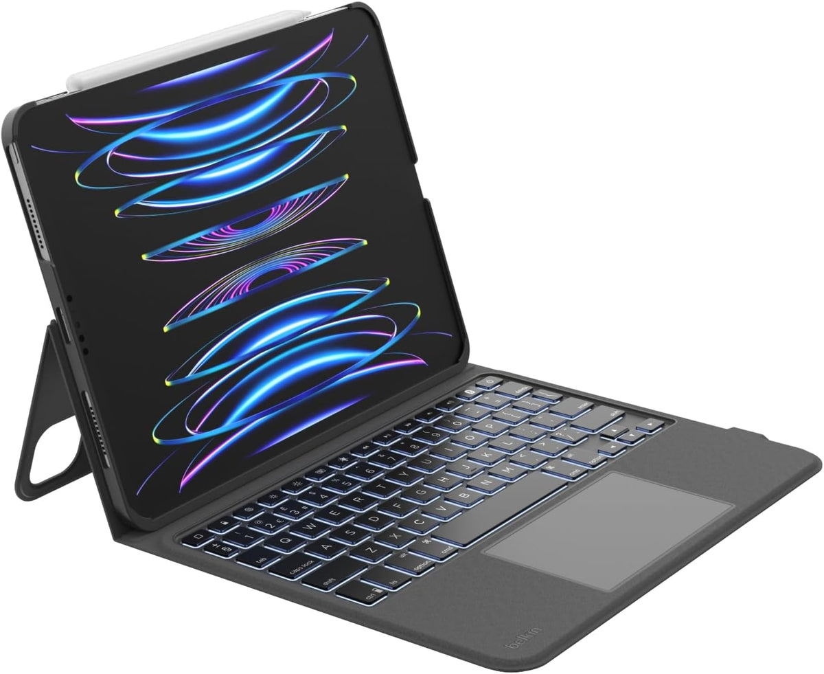 Belkin Everyday iPad Keyboard Case with Cradle, Backlit Bluetooth Keyboard, Trackpad Gestures, Magnetic Apple Pencil Holder, QWERTY, Media Keys, For iPad Air 11” M2/M3, 10.9”, Pro 11”