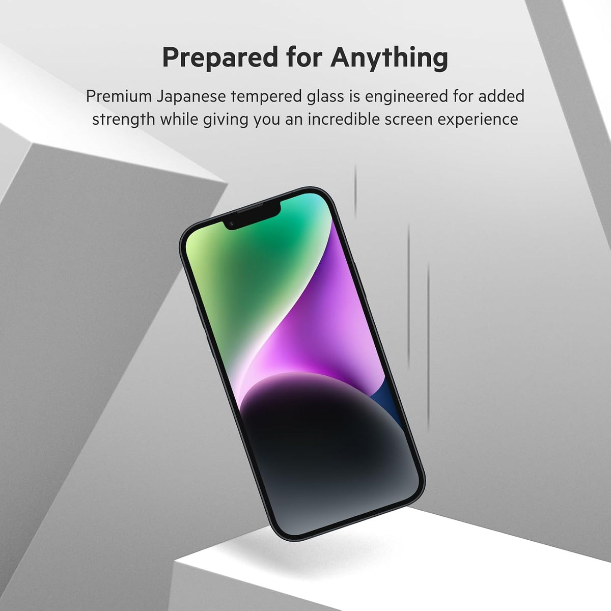 Belkin TemperedGlass iPhone 14, 13, 13 Pro Screen Protector, AntiMicrobial-Treated, Easy Bubble Free Application with Included Installation Guide Tray, 9H Hardness Tested