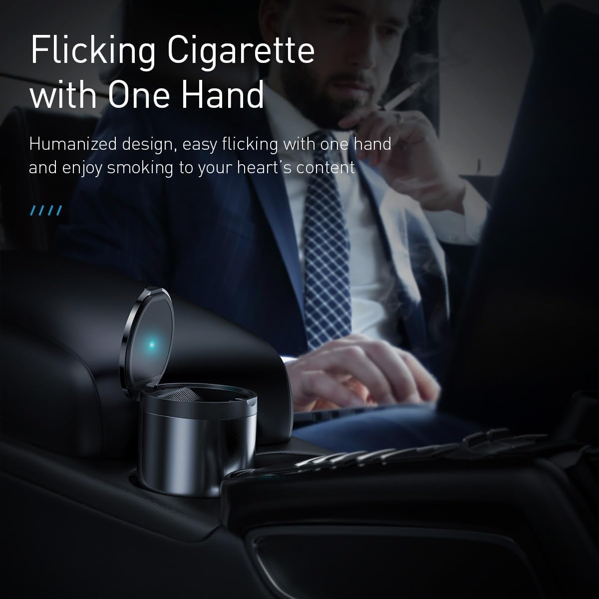Baseus Premium Portable Car Ashtray, Dark Gray — Dark Grey