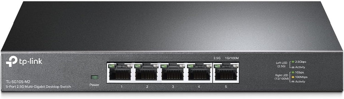 TP-Link TL-SG105-M2 | 5 Port Multi-Gigabit Unmanaged Network Switch, Ethernet Splitter | 2.5G Bandwidth | Plug & Play | Desktop/Wall-Mount | Fanless Metal Design