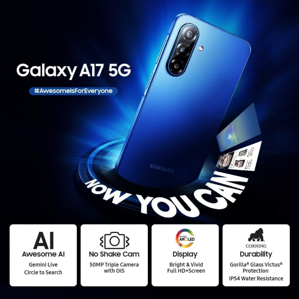 Samsung Galaxy A17 5G Gray (8GB RAM / 256 GB Storage) Android Smartphone | 6x OS Upgrades, Large Display, 50MP OIS Camera | International Version