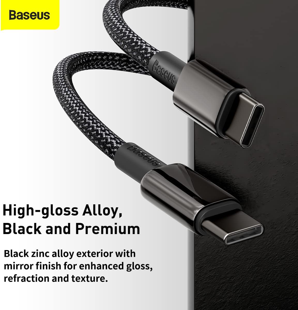 Baseus Tungsten Gold Fast Charging Data Cable Type-C to Type-C 100W 2m Black — Black