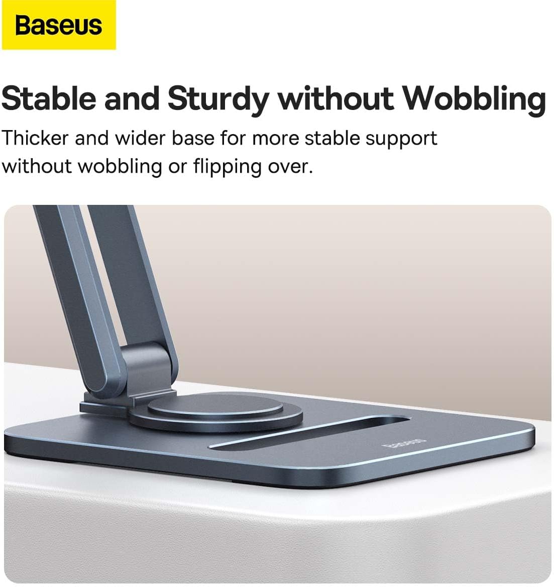 Baseus Desktop Biaxial 360° Rotatable Tablet Stand, Adjustable & Foldable Aluminum Holder for Desk — For Tablets (Foldable ) — Space Grey