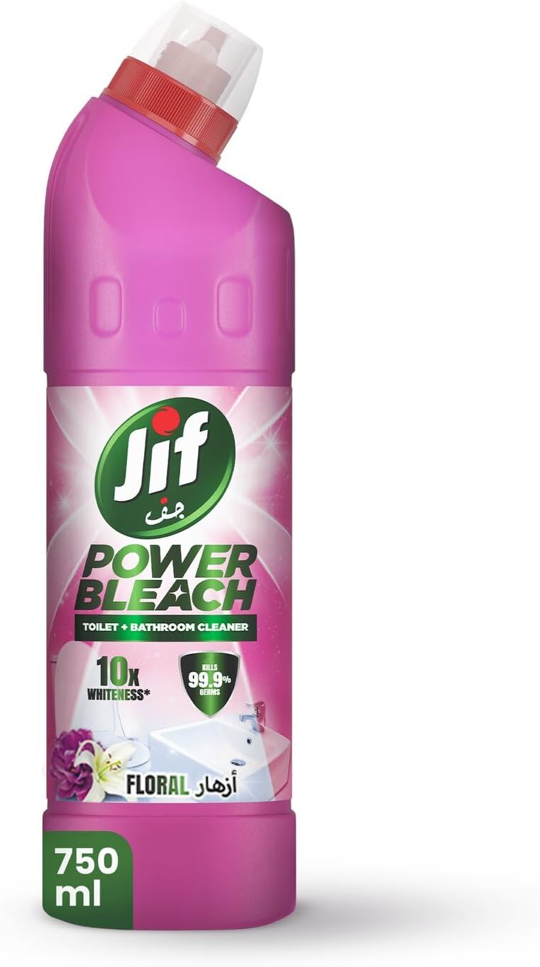 JIF Power Bleach Bathroom Cleaner, Floral, kills 99.9 percent germs, 750ml — front product image
