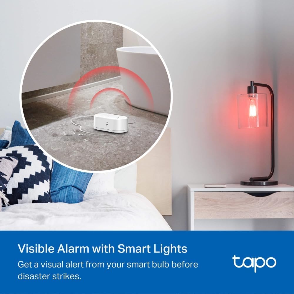 Tapo TP-Link T300 Smart Water Leak Sensor with Dripping Detection, Up to 90 dB Alarm with one-Touch, Instant App Notification, IP67 Waterproof, Hub Required Sold separetly