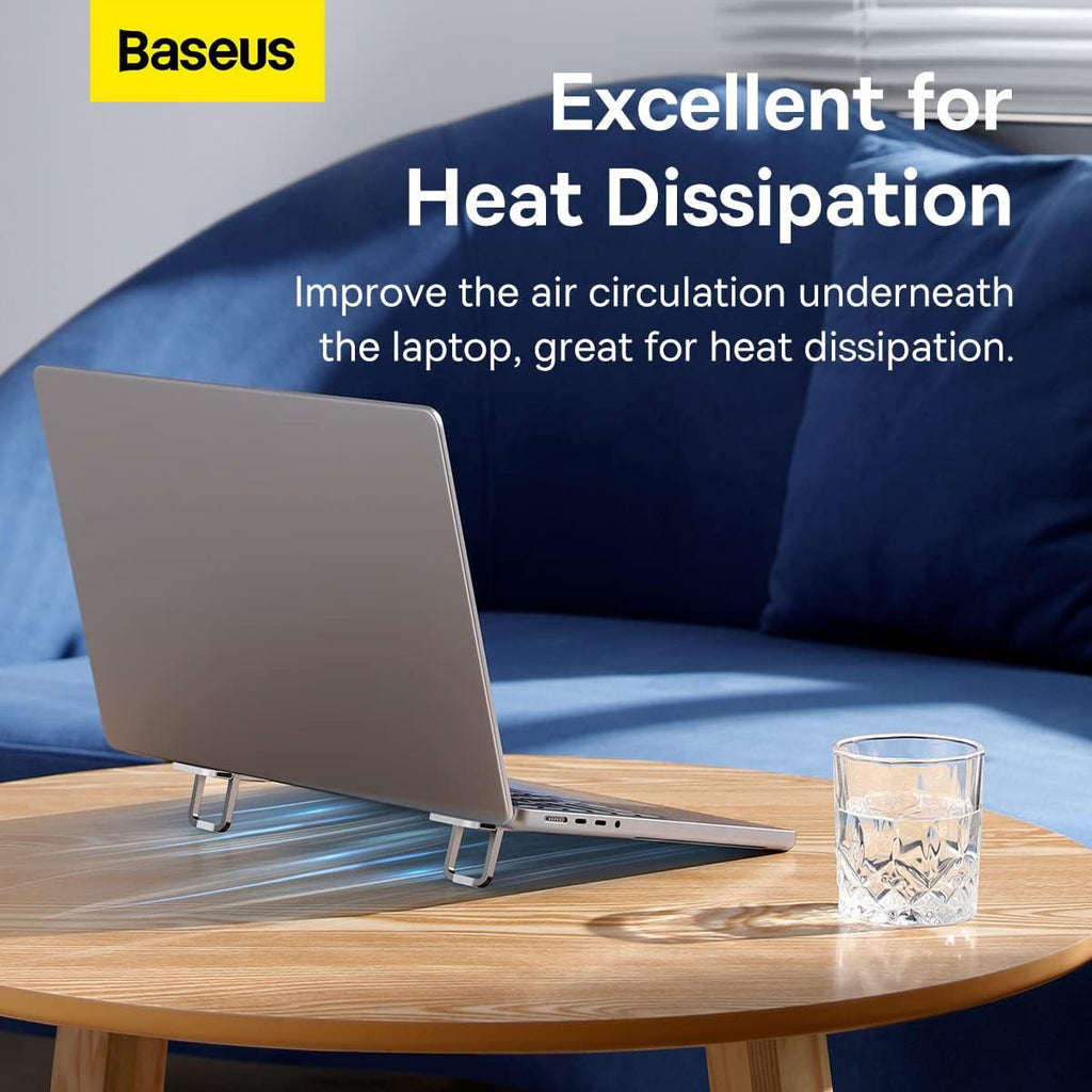 Baseus Metal Foldable Laptop Stand Base Desktop Portable Notebook Holder Cooling Bracket — Silver