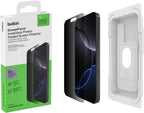 Belkin ScreenForce InvisiGlass iPhone 16 Pro Max Privacy Screen Protector, scratch-resistant impact protection, easy align tray for bubble free application, recycled glass for iPhone 16 Pro Max