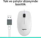 Logitech M100 Wired Mouse — White