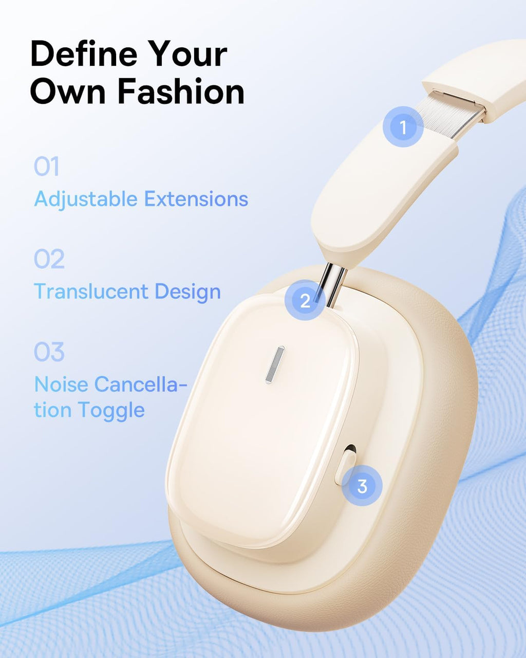 Baseus Bowie H1i Wireless Headphones — White