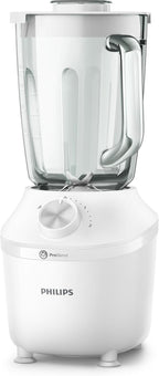 Philips Blender 600W, 2L Glass Jar Capacity, 2 Speed Settings + Pulse — white