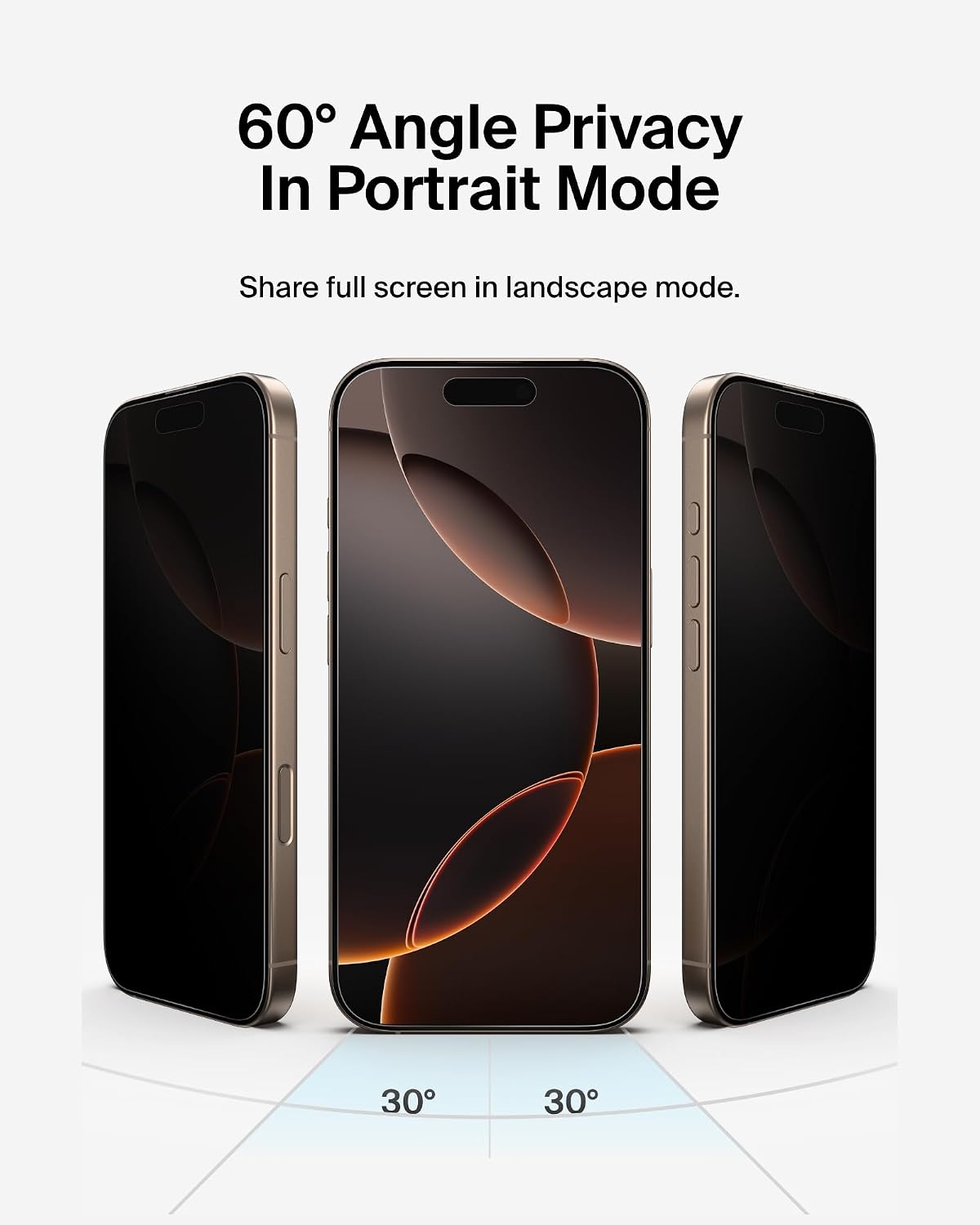 Belkin ScreenForce InvisiGlass Privacy Screen Protector for iPhone17 + iPhone 16 Pro, Scratch-Resistant Impact Protection with Included Easy Align Tray for Bubble Free Application, Recycled Glass