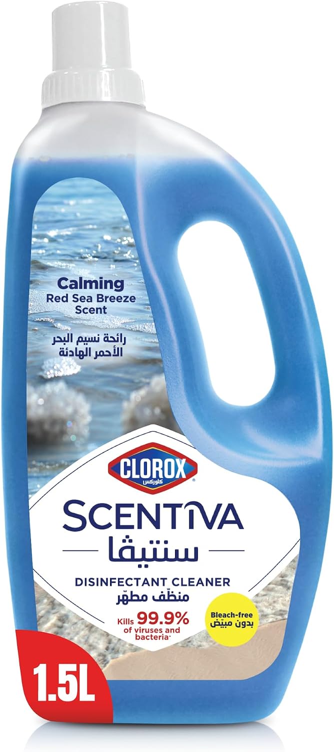 Clorox Scentiva Disinfectant Floor Cleaner 1.5L, Red Sea Breeze, Kills 99.9% of Viruses and Bacteria, Bleach Free — front product image